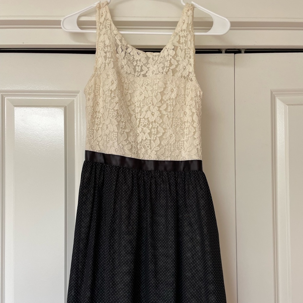 Cream and black mini dress